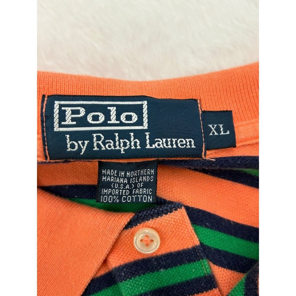 Polo Ralph Lauren Shirt Men's XL Orange Striped Casual Athleisure Vintage - Picture 3 of 10